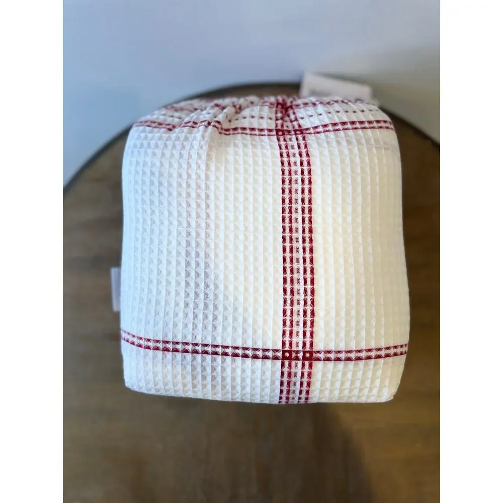 Levtex Peppermint Plaid Duvet Set Full Queen Red White Cotton Holiday NEW